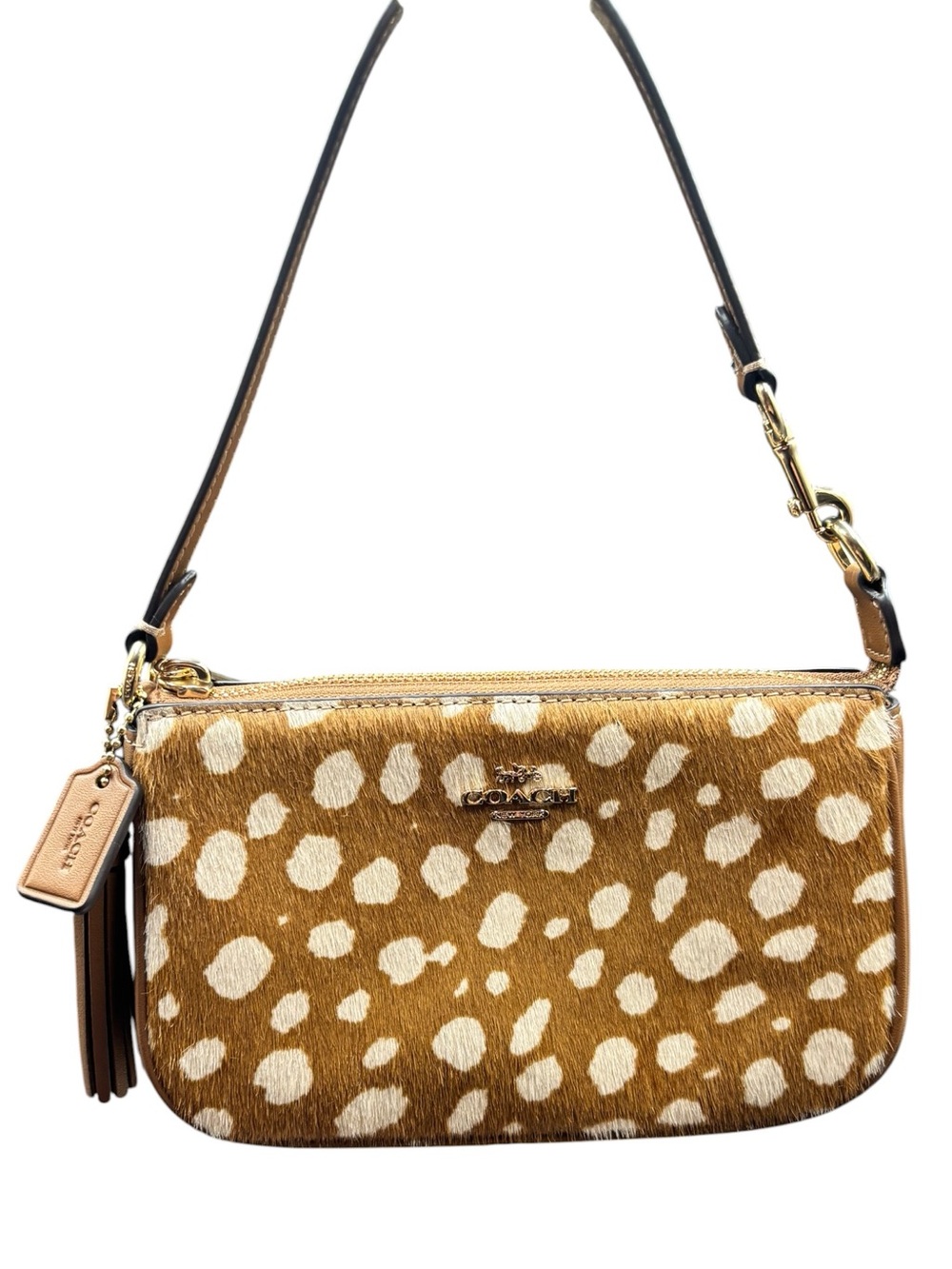 NWT COACH Nolita 19 Deer Print Haircalf Wristlet Bag CDW35
